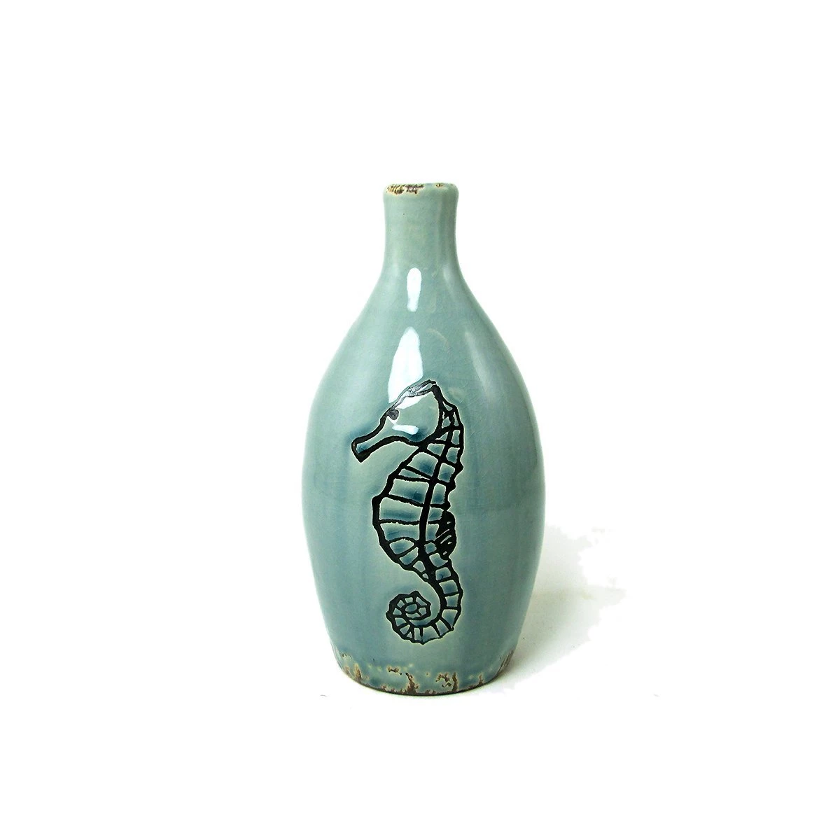 Snag This Look Beach Cottage Table - Aqua Seahorse Vase