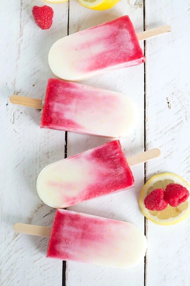 Delicious Adult Popsicles - Raspberry Lemonade Yogurt Popsicle
