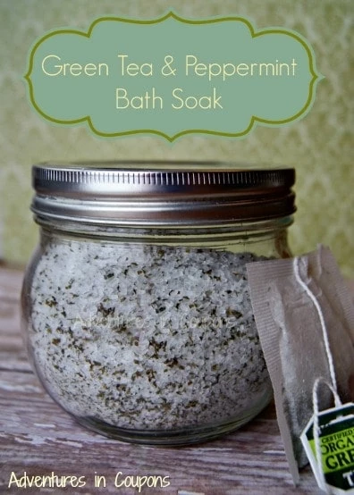 20 DIY Bath Salts Perfect for Gifts and Home - Green Tea and Peppermint Bath Salts