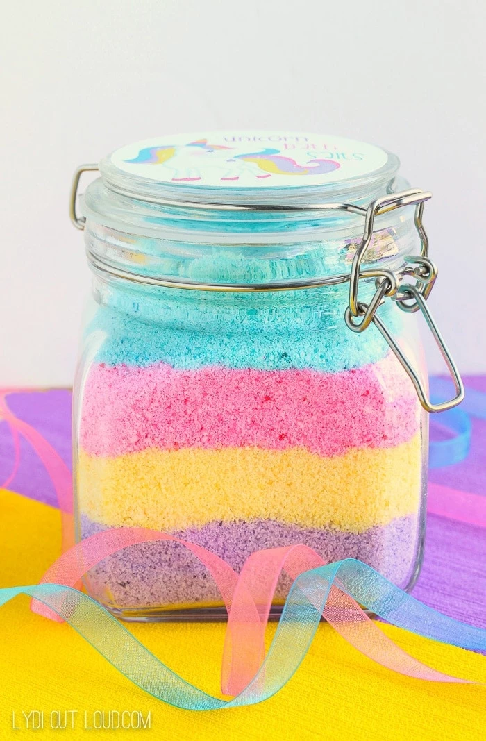 20 DIY Bath Salts Perfect for Gifts and Home - Unicorn Fizzy Bath Salts