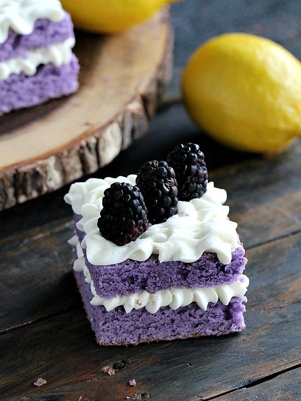 35 Cake Recipes - Vanilla Purple Cake with Lemon Buttercream