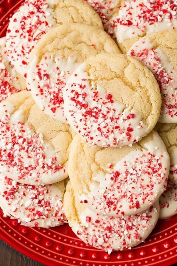 20 Festive Christmas Desserts - White Chocolate Peppermint Dipped Sugar Cookie