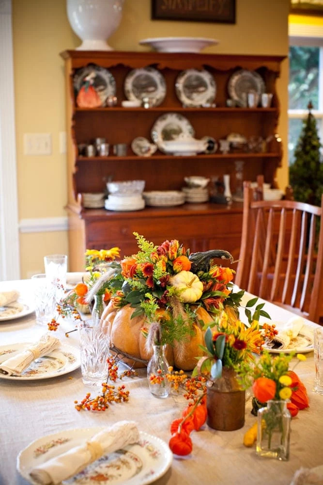 Thanksgiving Centerpieces - A Floral Pumpkin