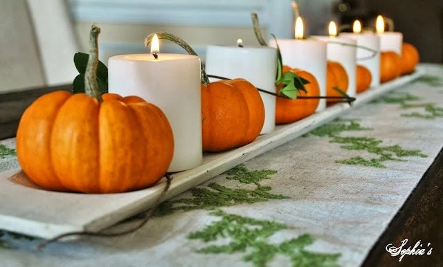Thanksgiving Centerpieces - Pumpkins and Candles