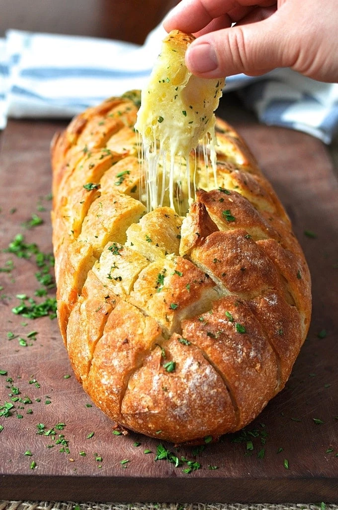 42 Amazing Super Bowl Appetizers - Cheese and Garlic Crack Pull Apart Bread