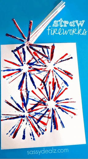 15 DIY Art - Straw Fireworks