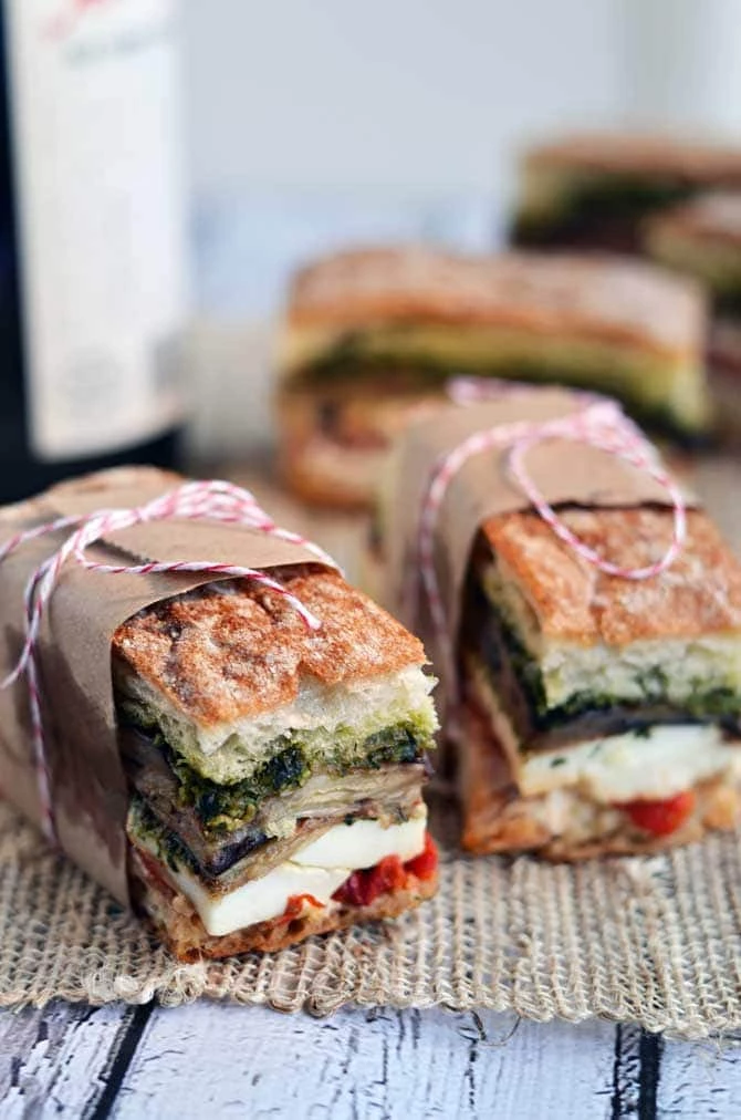 Eggplant, Prosciutto, Pesto Pressed Sandwich