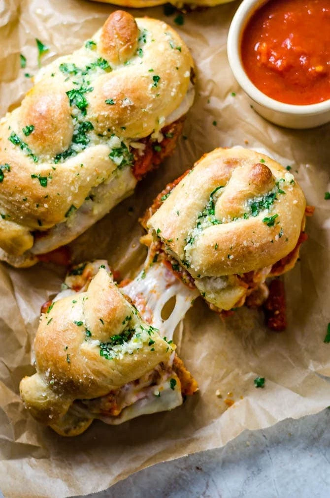 Garlic Knot Chicken Parm Sandwich