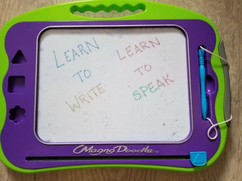 Magna Doodle with Learn To Write Learn to Speak written on it