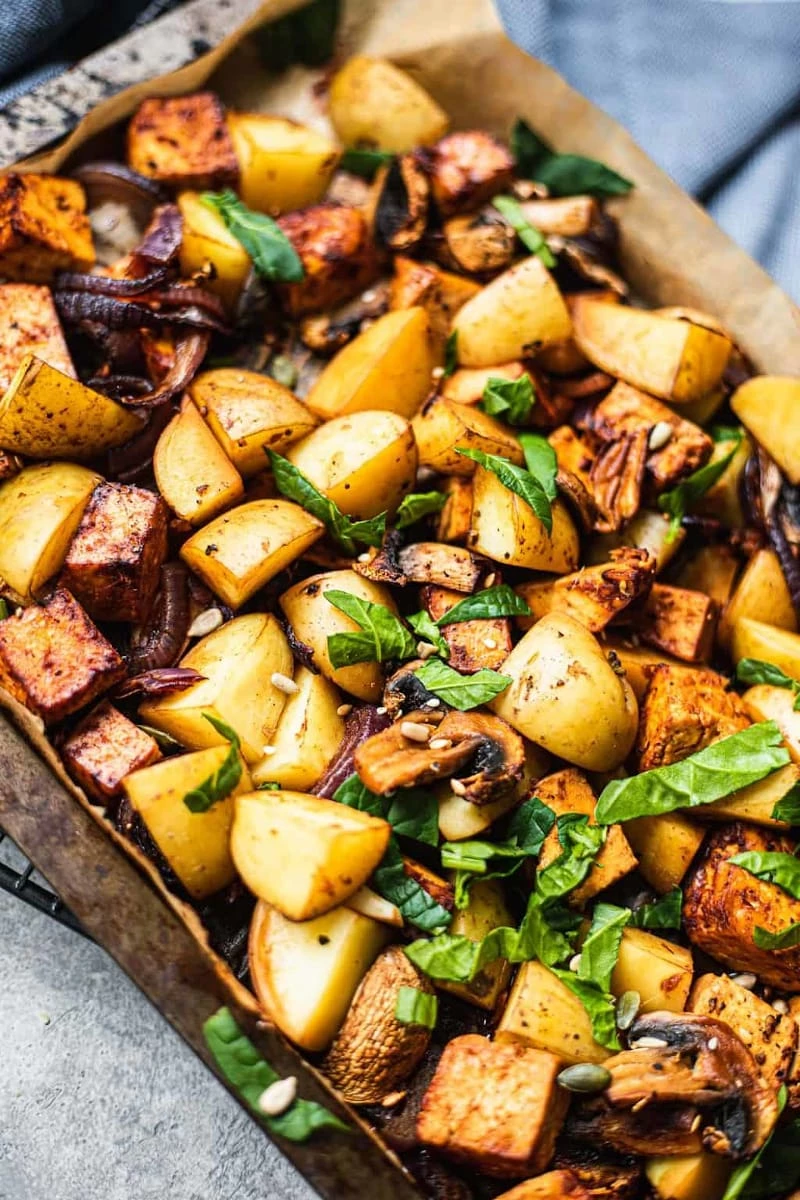 Vegan Sheet Pan Potatoes and Tofu