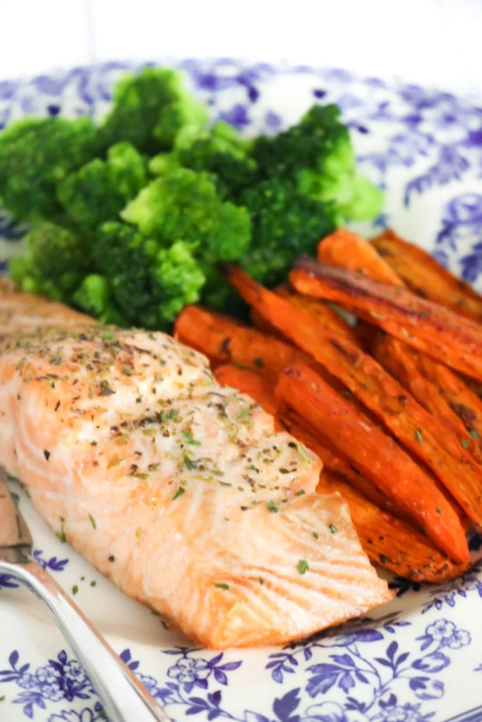 Oven Baked Salmon and Roasted Carrots Sheet Pan Meal