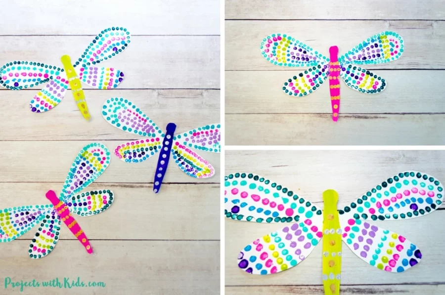 Colorful Q-Tip Dragonfly Craft