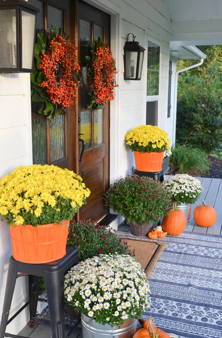 Colorful Florals Fall Front Porch