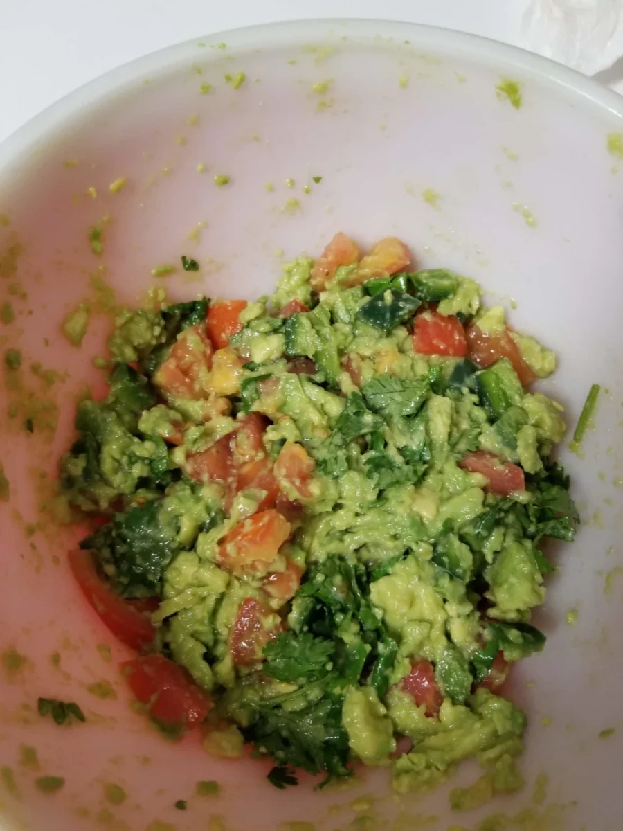 Jalepeno added and mixed into guacamole