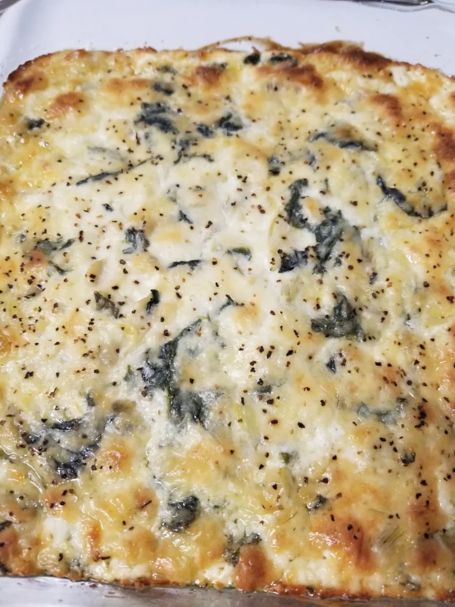 7 - Finished and baked spinach artichoke dip