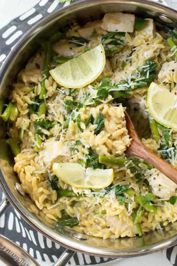 Lemon Chicken Spinach Asparagus Orzo